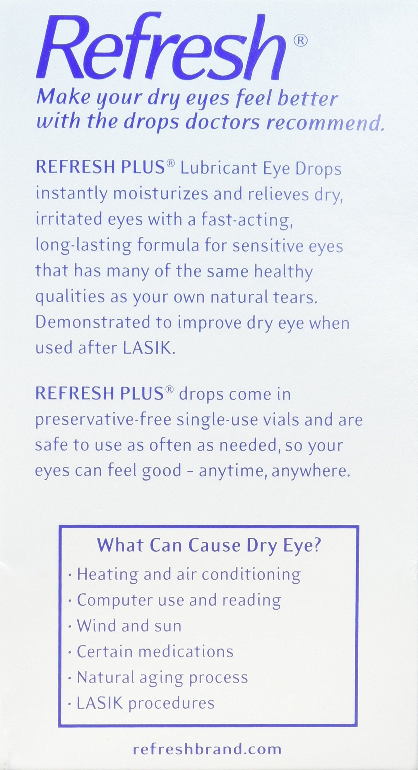 Refresh Plus Lubricant Eye Drops, Preservative-Free, 0.01 Fl Oz Single-Use Containers, 50 Count, Packaging May Vary