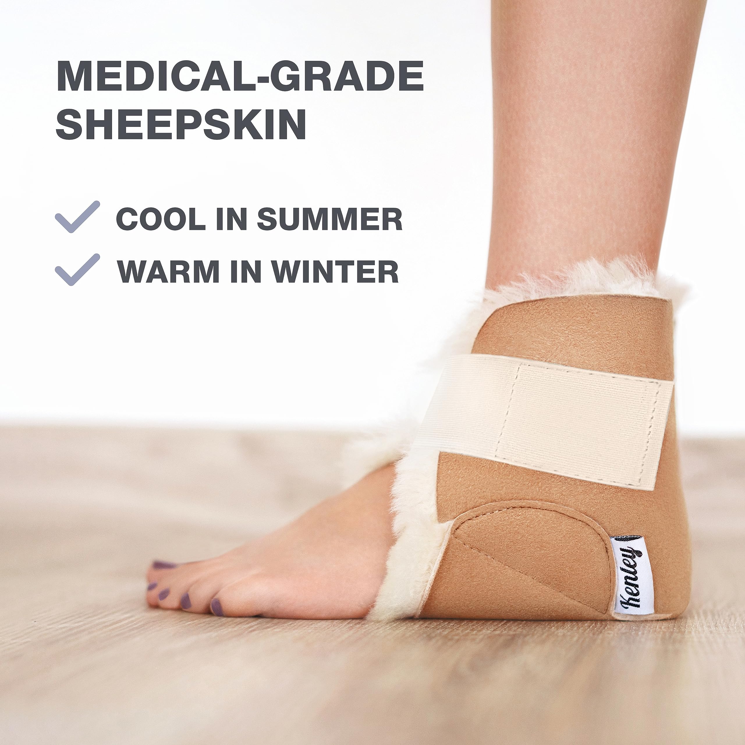 Heel Protectors for Pressure Sores One Size - 100% Medical Sheepskin - Heel Protectors for Bed Sores - Soft Lambs Wool Foot Pill