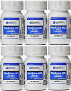 Meclizine 25 mg Generic Bonine Motion Sickness 100 Chew Tablets Pack of 6