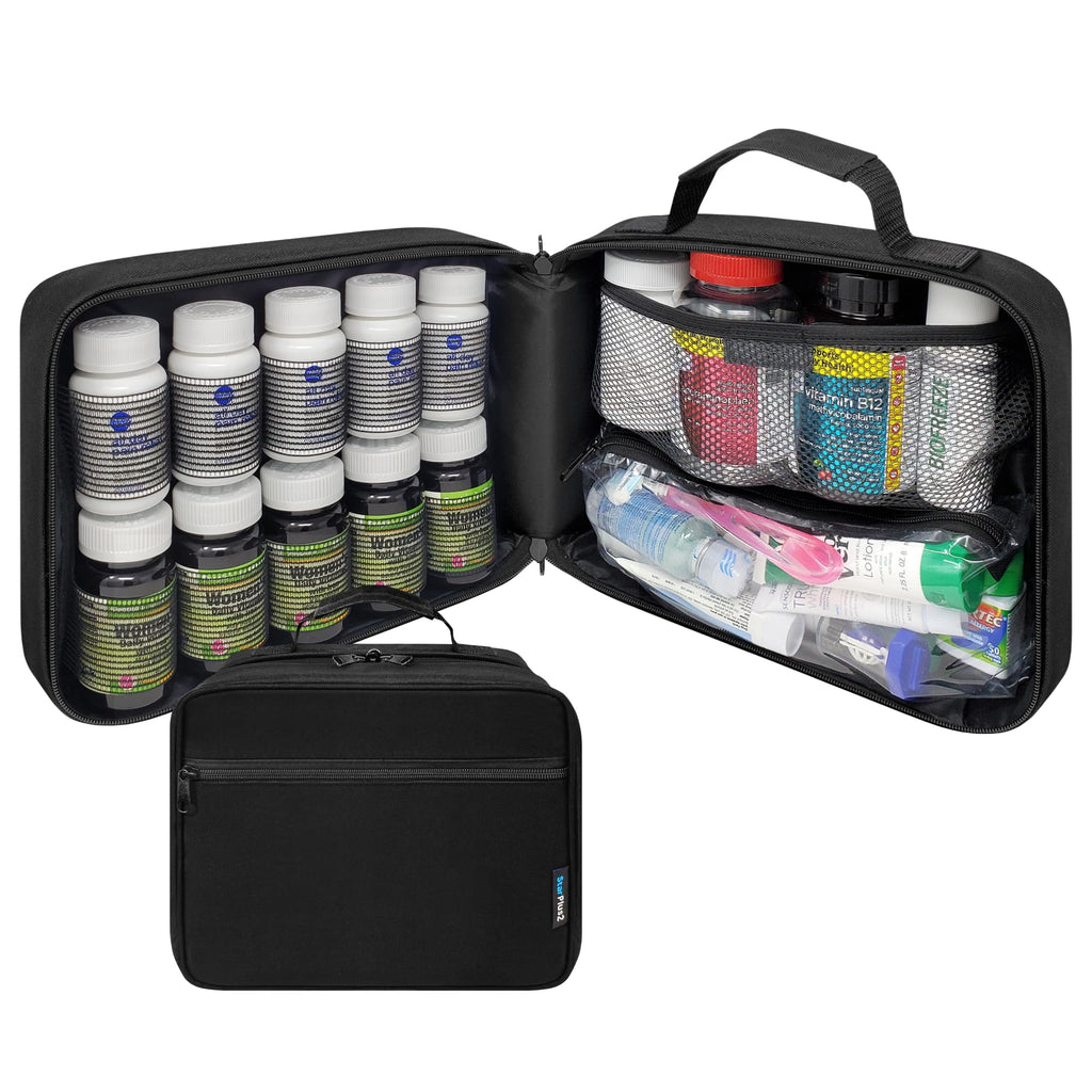 StarPlus2 Large Pill Bottle Organizer, Medicine Bag, Carrier for Medications, Vitamins, and Medical Supplies - Travel Medicine O