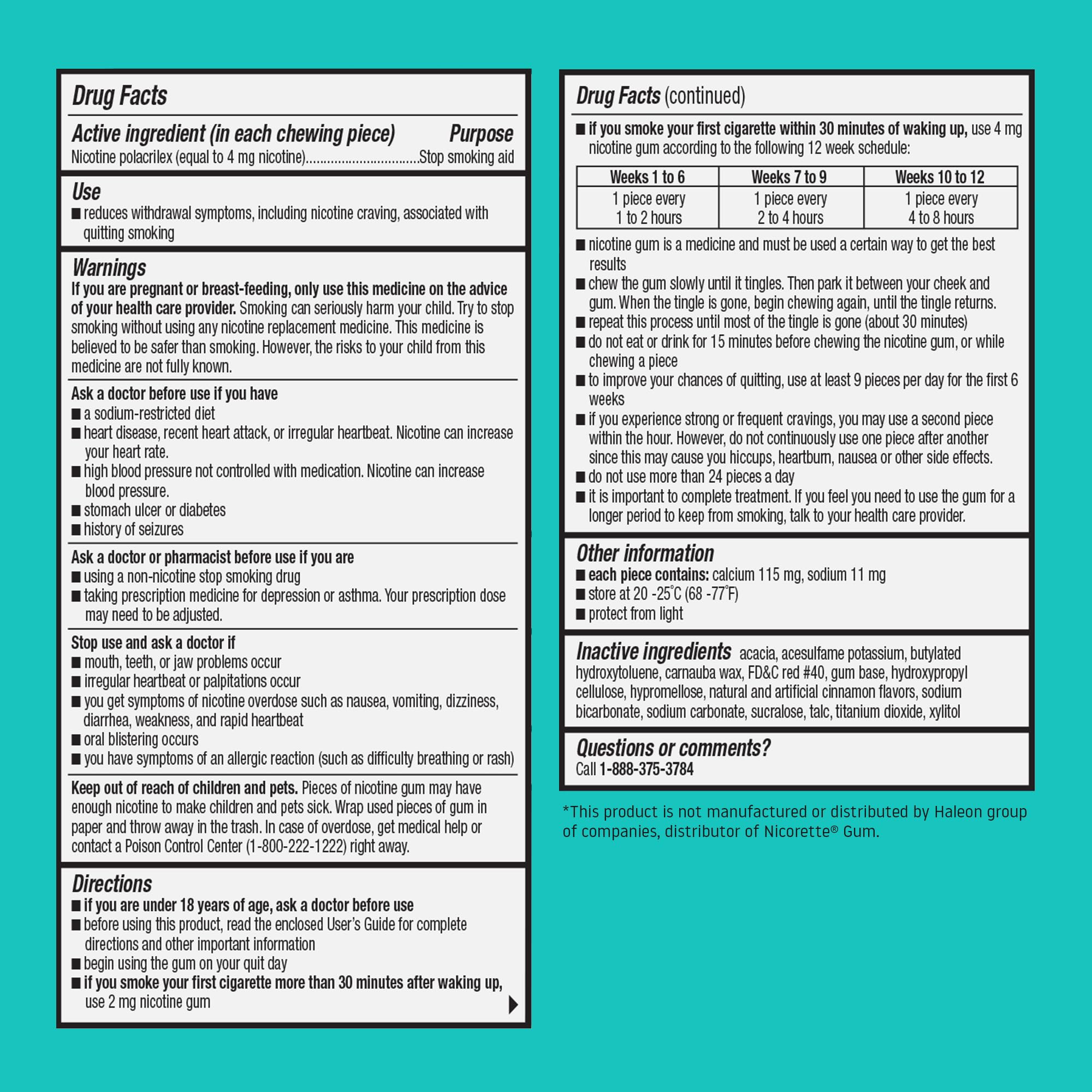 Habitrol Nicotine Gum - 4 mg, Cinnamon Flavor, 80 Count - Reduces Cravings & Helps Quit Smoking