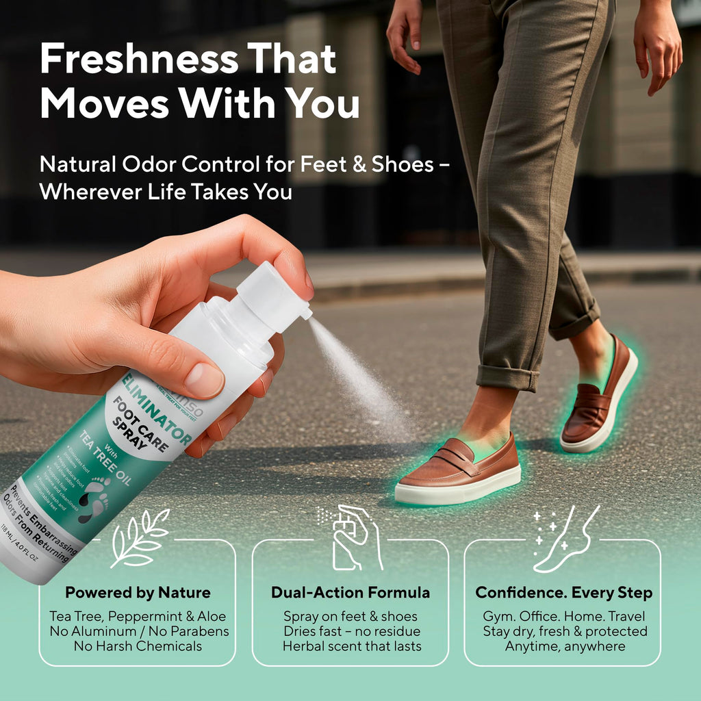 Lavinso Athletes Foot Care Spray with Tea Tree Oil - Shoe Deodorizer & Foot Odor Eliminator for Smelly Feet - Deodorant with Nat