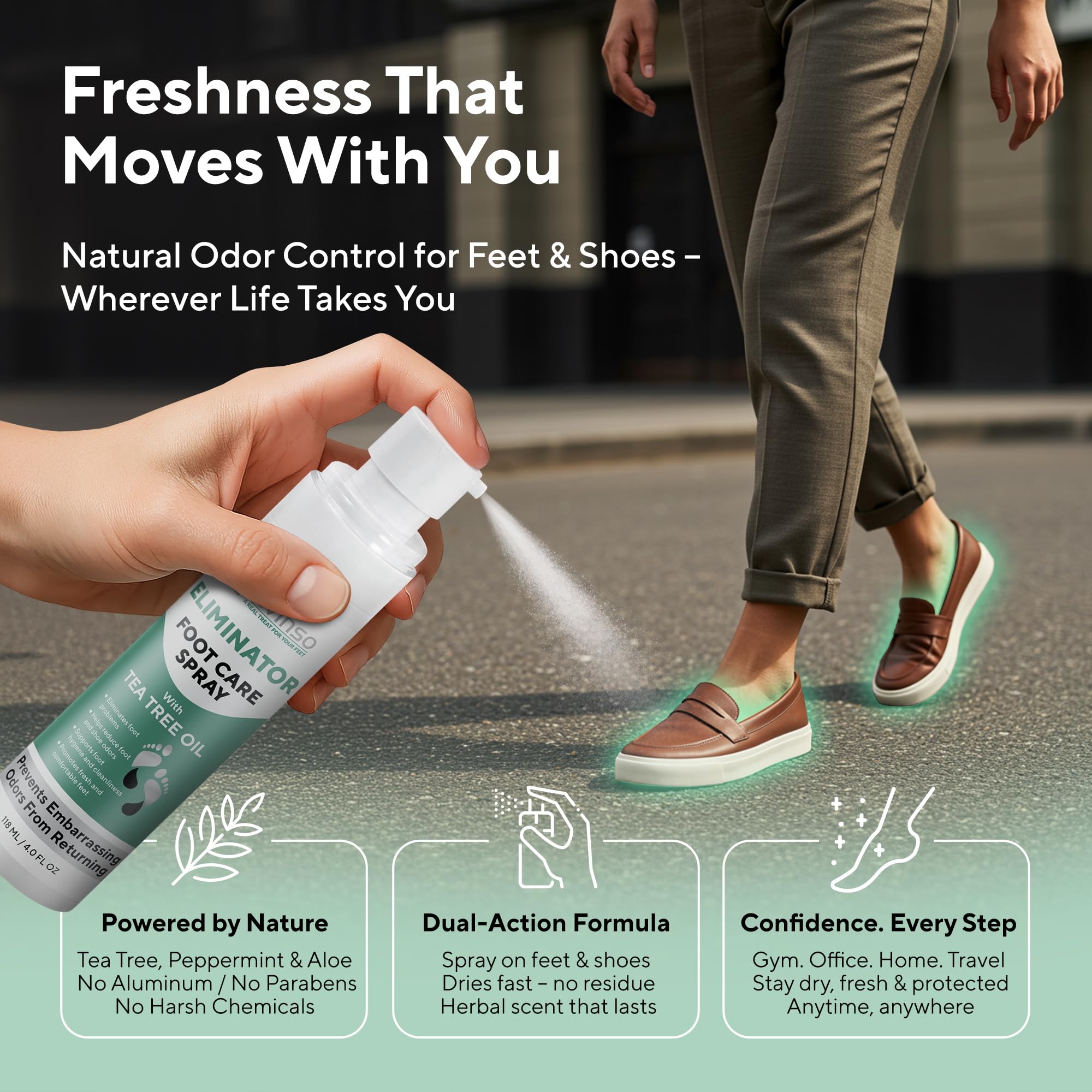 Lavinso Athletes Foot Care Spray with Tea Tree Oil - Shoe Deodorizer & Foot Odor Eliminator for Smelly Feet - Deodorant with Nat