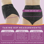 3-Pack Womens Black Lovely Lace Regular Absorbency Incontinence Panties 2X (Fits Hip 45-48)