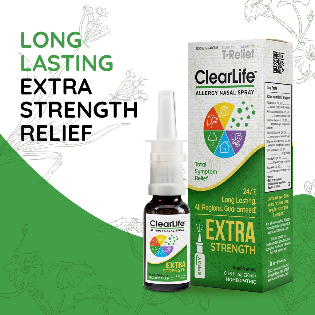 ClearLife Extra Strength Multi-System Allergy Relieving Nasal Spray Mist - 8 Powerful Homeopathic Actives Provide Potent Maximum