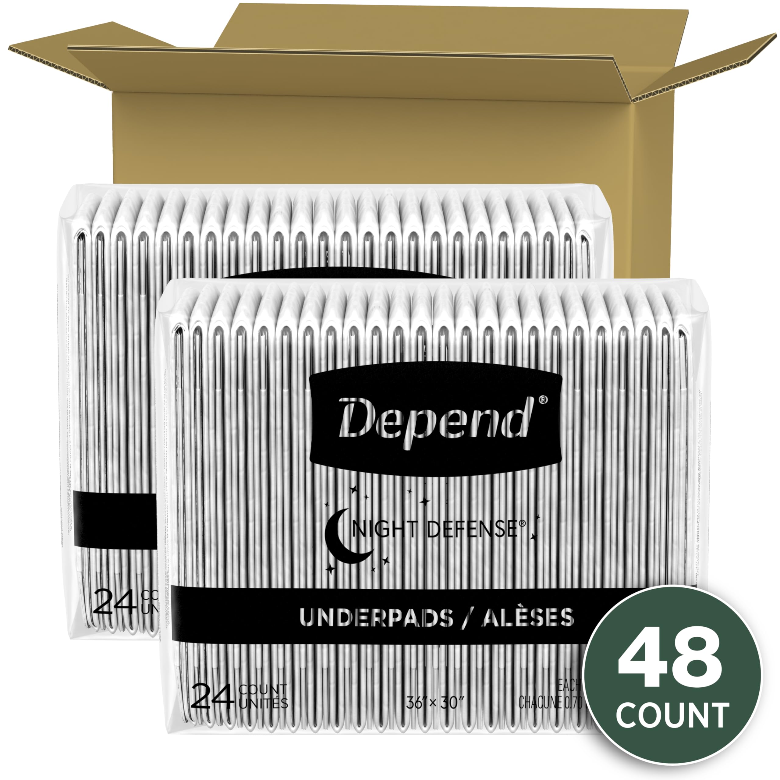 Depend Underpads XL, Disposable Incontinence Bed Pads for Adults, Slip Resistant, 36 x 30, 48 Count