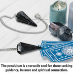 Indigo Gabbro Crystal Pendulum for Divination - Dowsing Pendulum with Chain and Crystal Ball for Reiki Healing and Crystal Grid