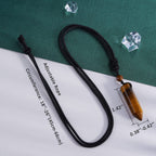 TIKCAUZ Hexagonal Crystal Necklace Tiger Eye Stone Point Pendant with Adjustable Rope Reiki Healing Crystal Gemstone Handmade Je