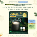 Lifelines Flameless Candle Diffuser - Winter Edition Gift Set - Aromatherapy Essential Oil Diffuser with 2 Holiday ClickWick Ble