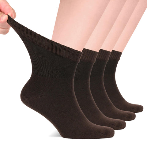 Hugh Ugoli Diabetic Socks for Men, Loose Ankle Socks Bamboo, Extra-Wide, Thin, Seamless Toe and Non-Binding Top, 4 Pairs, Dark B