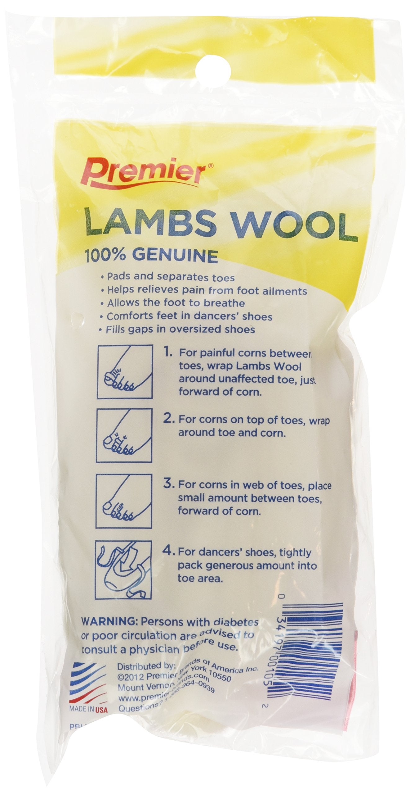 LAMBS WOOL PREMIER Size: 3/8 OZ (Pack of 3)