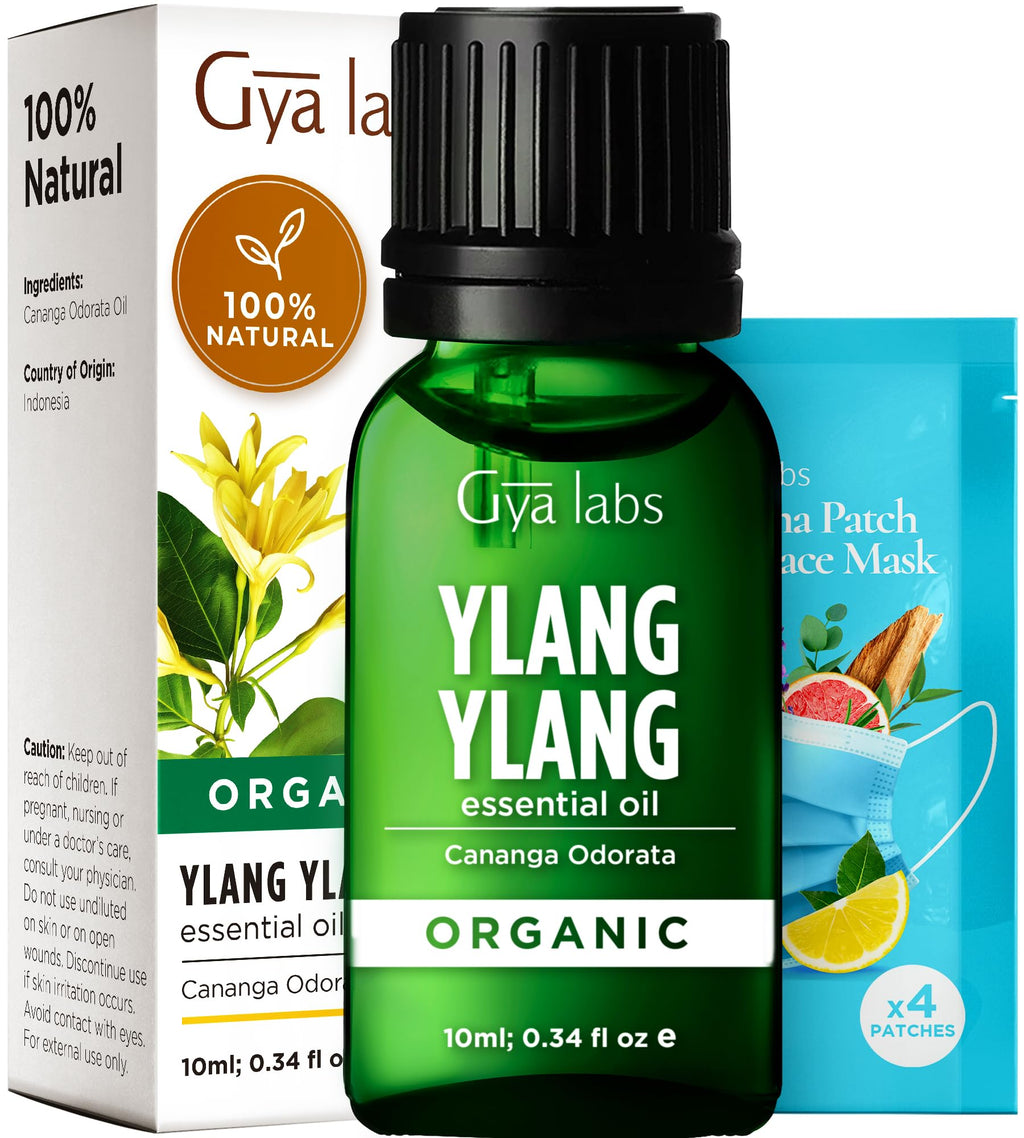 Gya Labs USDA Certified Organic Ylang-Ylang Essential Oil for Skin - 100% Pure Natural Organic Ylang Ylang Oil Perfume for Diffu