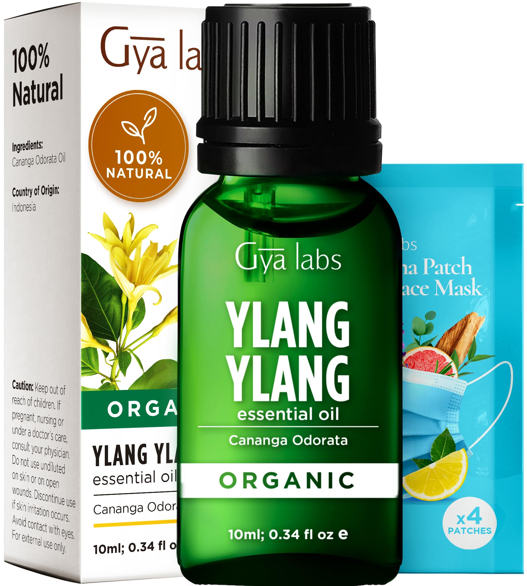 Gya Labs USDA Certified Organic Ylang-Ylang Essential Oil for Skin - 100% Pure Natural Organic Ylang Ylang Oil Perfume for Diffu