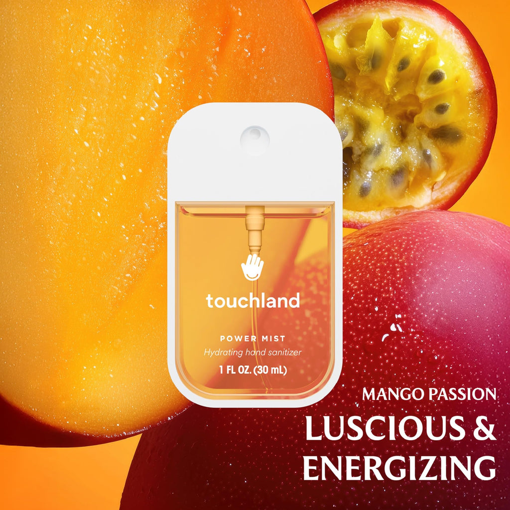 Touchland Power Mist Hydrating Hand Sanitizer Spray, TROPICAL Trio Set (Mango Passion, Beach Coco, Watermelon), 1 FL. OZ. Travel