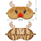 FUNAUPGO Christmas Reindeer Sleeping Mask Eye Mask Cute Animal Rudolph Sleep Mask Soft Plush Blindfold Funny Eye Cover Eyeshade