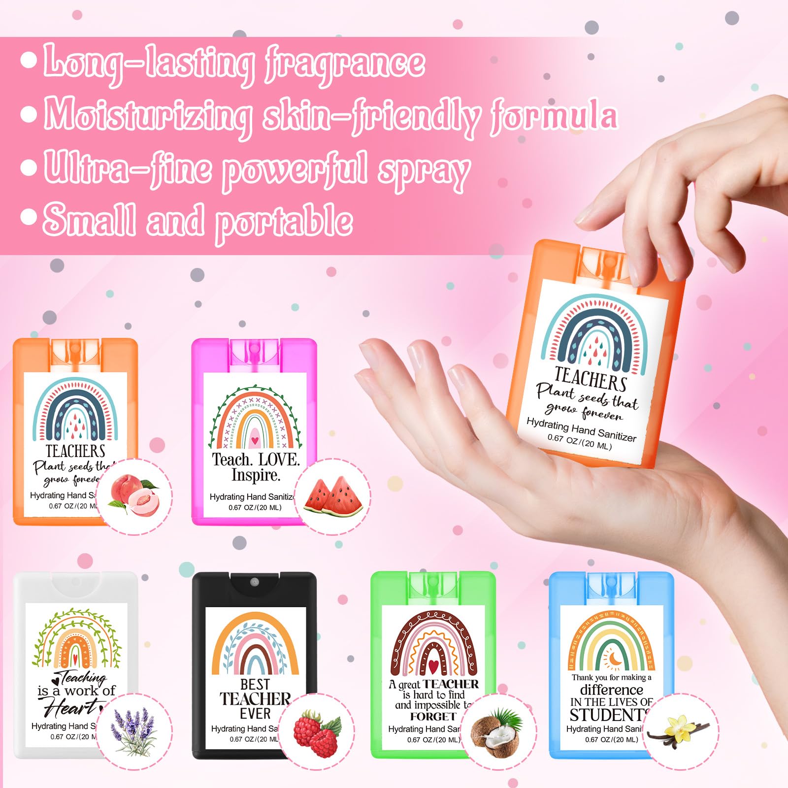 Dansib 24 Pack Teacher Appreciation Gifts for Women Mini Hand Sanitizer Spray Travel Size Hydrating Hand Sanitizer Pocket Spray