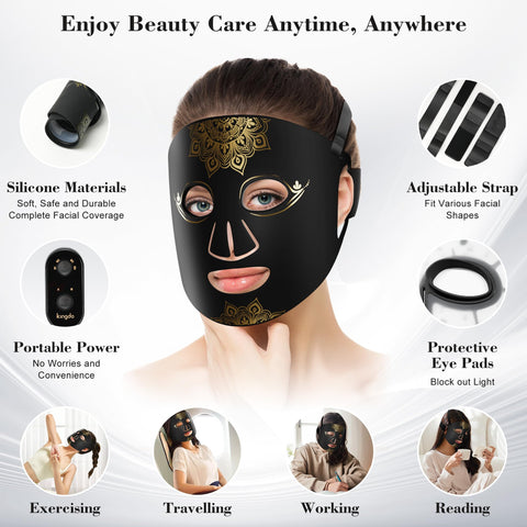 Red Light Therapy for Face 4 Modes LED Face Mask Light Therapy with Remote Portable and Rechargeable Multi Light Therapy Mask wi