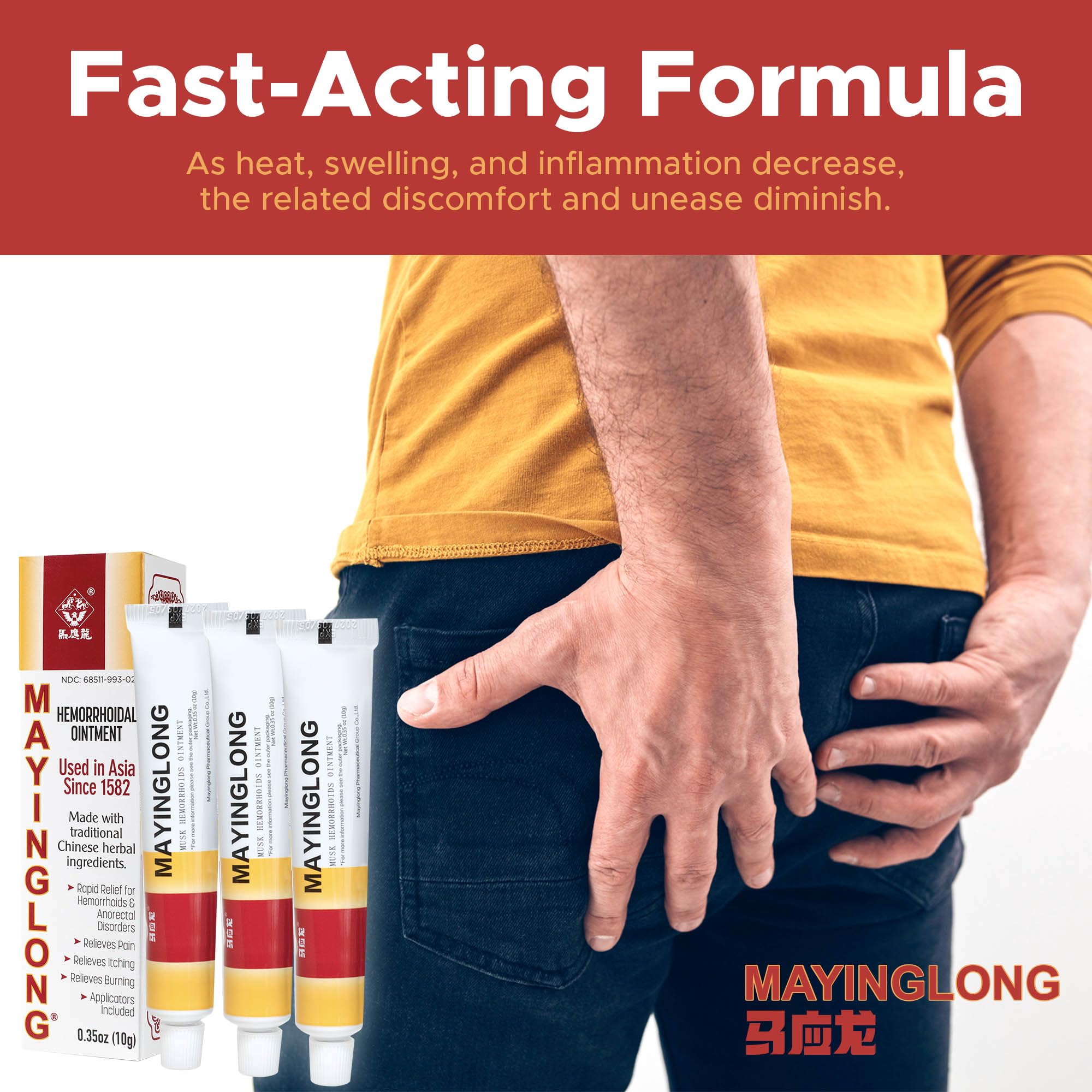 Mayinglong Musk Hemorrhoidal Ointment, Helps Relieve Itching, Burning, or Discomfort Fast (3 Pack)