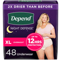 Depend Night Defense Adult Incontinence & Postpartum Bladder Leak Underwear for Women, Disposable, Overnight, Extra-Large, Blush