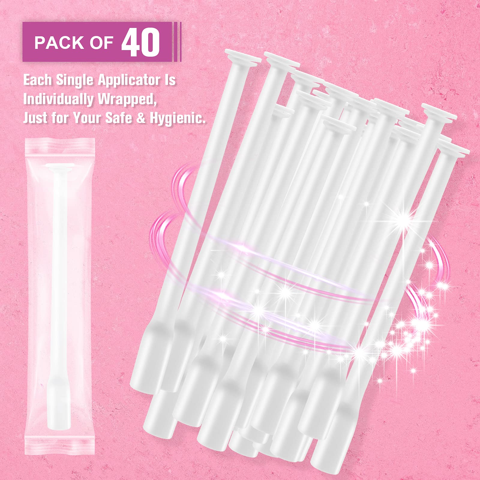 Nieteyrue (40 Packs) Disposable Vaginial Applicators Individually Wrapped Hygienic Fit to Size 00 Cap-sules and Many Shapes of S