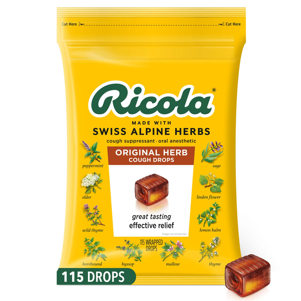 Ricola Original Herb Cough Drops, 115 Count, Cough Suppressant & Throat Relieving Drops with Naturally Sourced Menthol, Pleasing