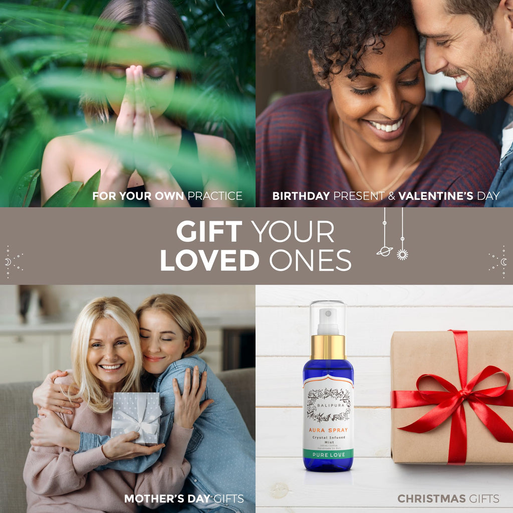 BALIPURA Pure Love Aura Spray - Organic Jasmine & Ylang Ylang Essential Oils - Attraction Mist with Quartz Crystals - Aromathera
