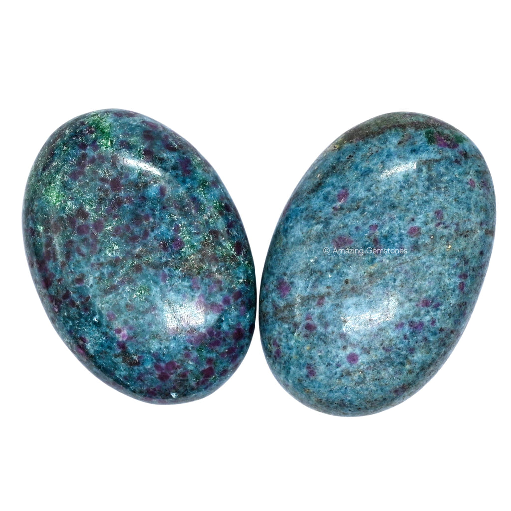 Ruby in Kyanite Palm Stone - Massage Worry Stone for Natural Body Chakra Balancing, Reiki Healing and Crystal Grid