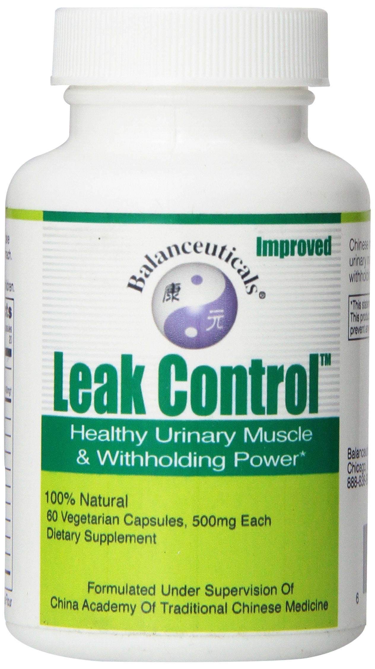 Balanceuticals Leak Control Dietary Supplement Capsules, 500 mg, 60-Count Bottle