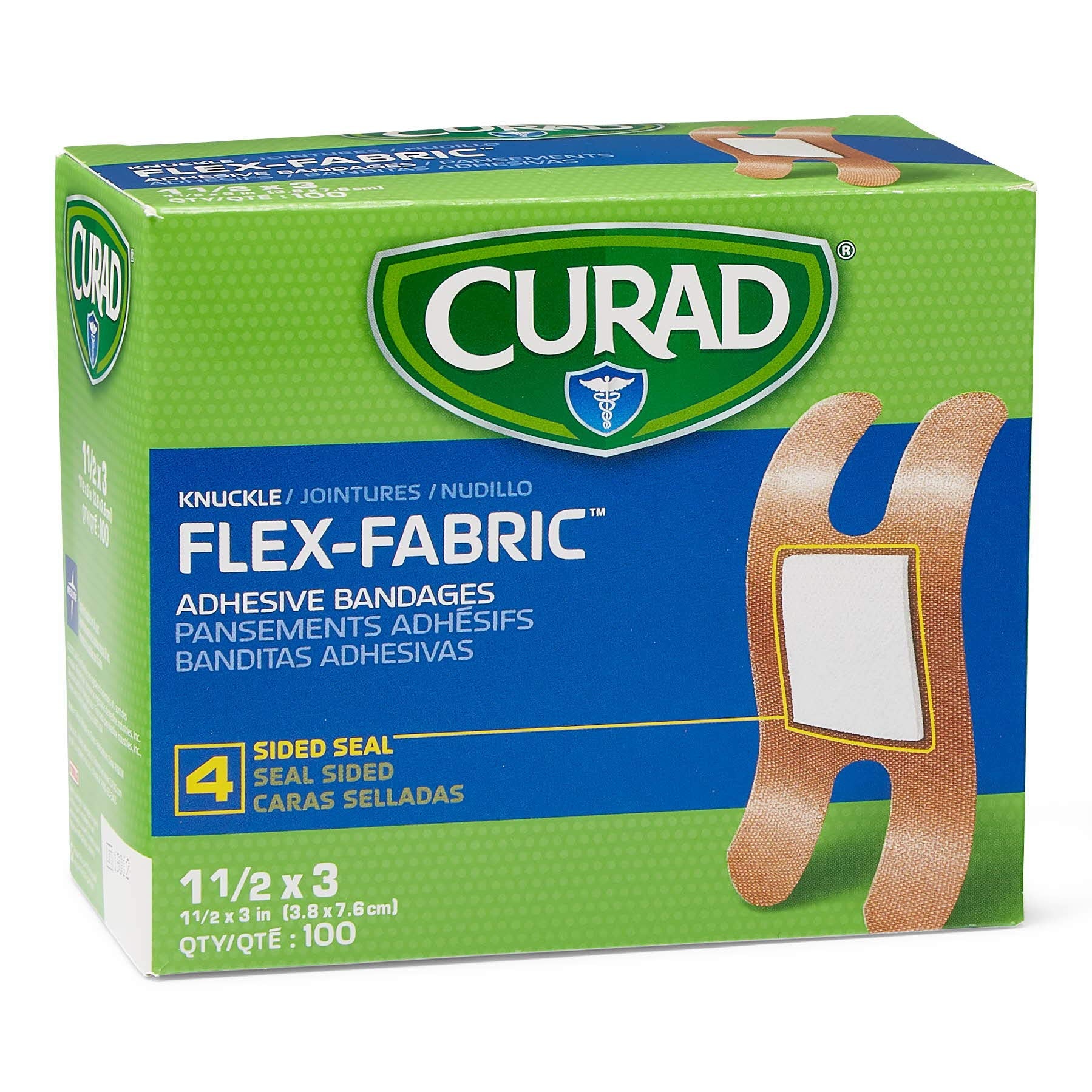 CURAD Flex-Fabric Adhesive Bandages, Knuckle, 100 CT, Pack of 2