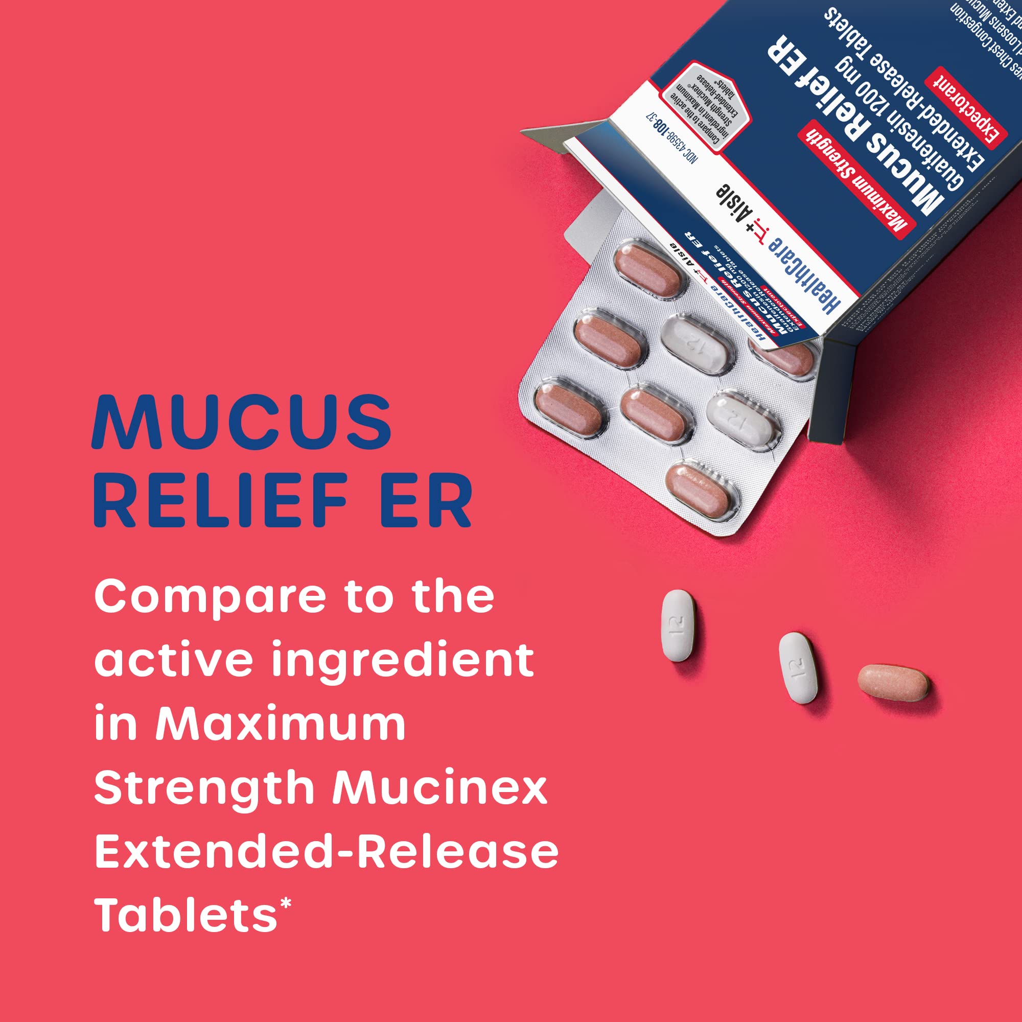 HealthCareAisle Guaifenesin 1200 mg Extended Release - 42 Tablets - Mucus Relief Expectorant for Chest Congestion Relief