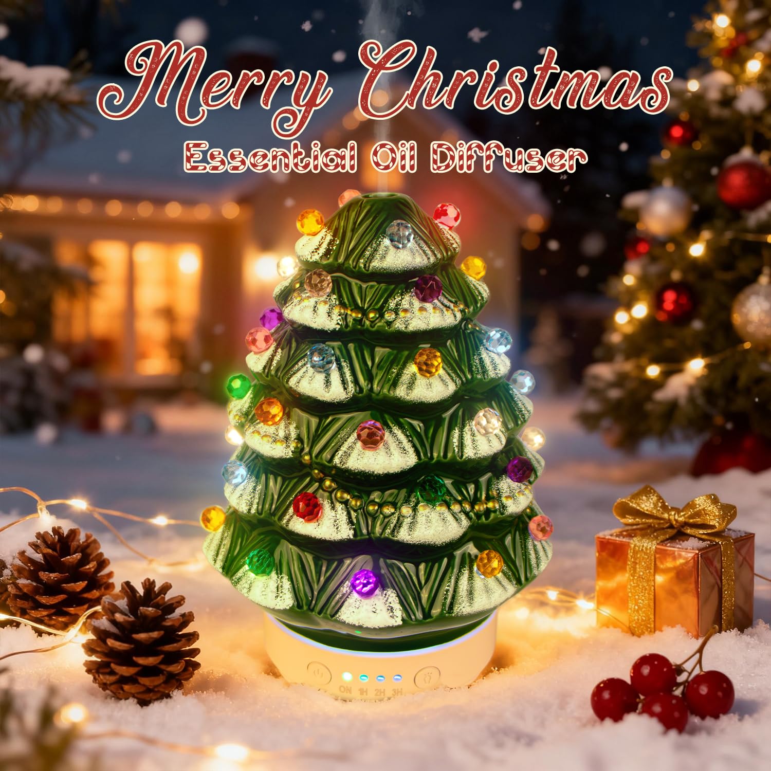 ARVIDSSON Christmas Essential Oil Diffuser, Festive Aromatherpay Diffuser for Essential Oils, Ceramic Ultrasonic Oil Diffusers f