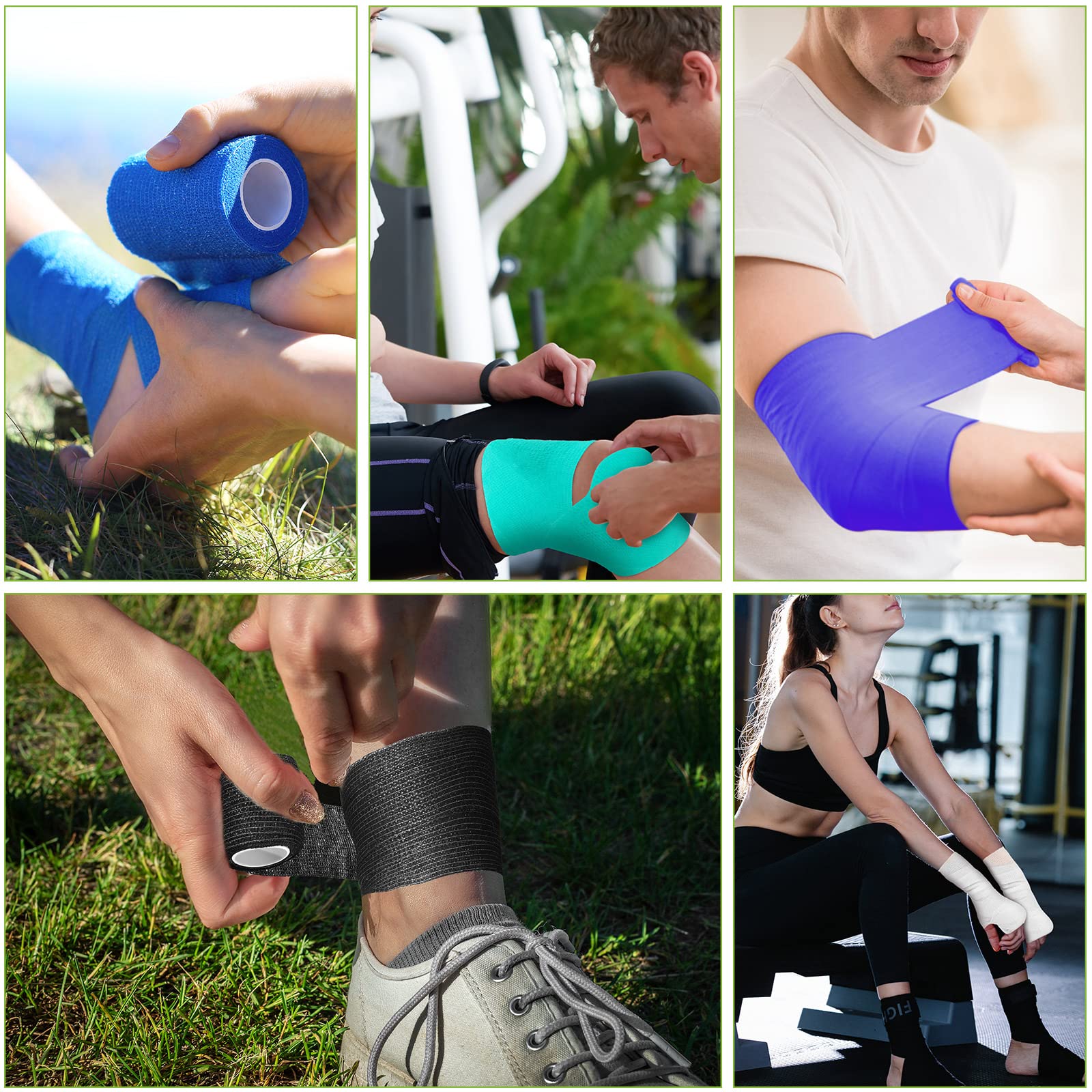 36 Pcs Self Adherent Bandage Wrap Breathable Cohesive Bandage Elastic Adhesive Tape for Stretch Athletic Sports Wrist Ankle, 4 I