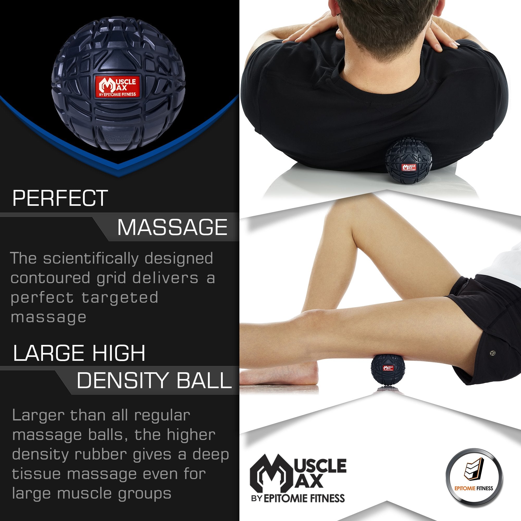 Epitomie Fitness Muscle Max Massage Ball - Therapy Ball for Trigger Point Massage - Deep Tissue Massager for Myofascial Release
