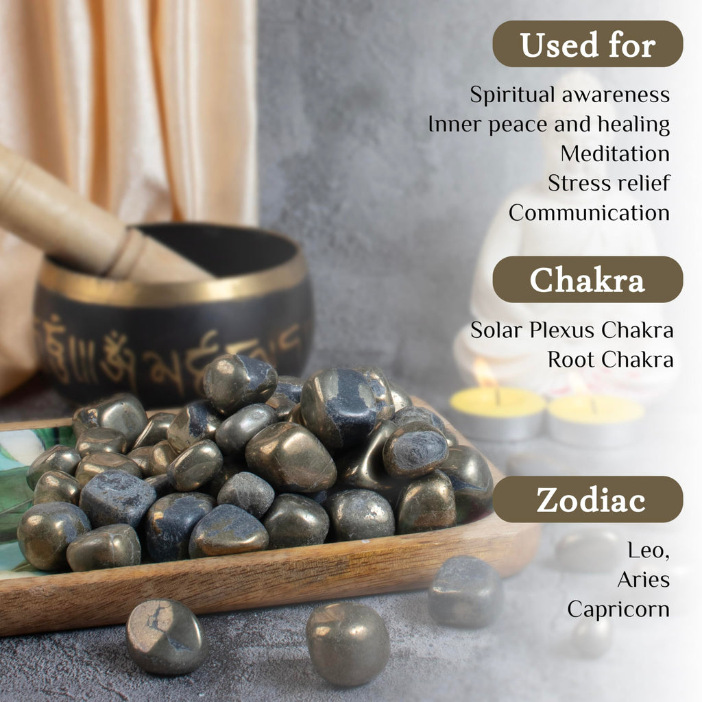 ZAICUS Golden Pyrite Tumbled Stones and Crystals Bulk, Polished Stones for Vase Filler, Lucky Stones, Fountain Rocks, Decoration