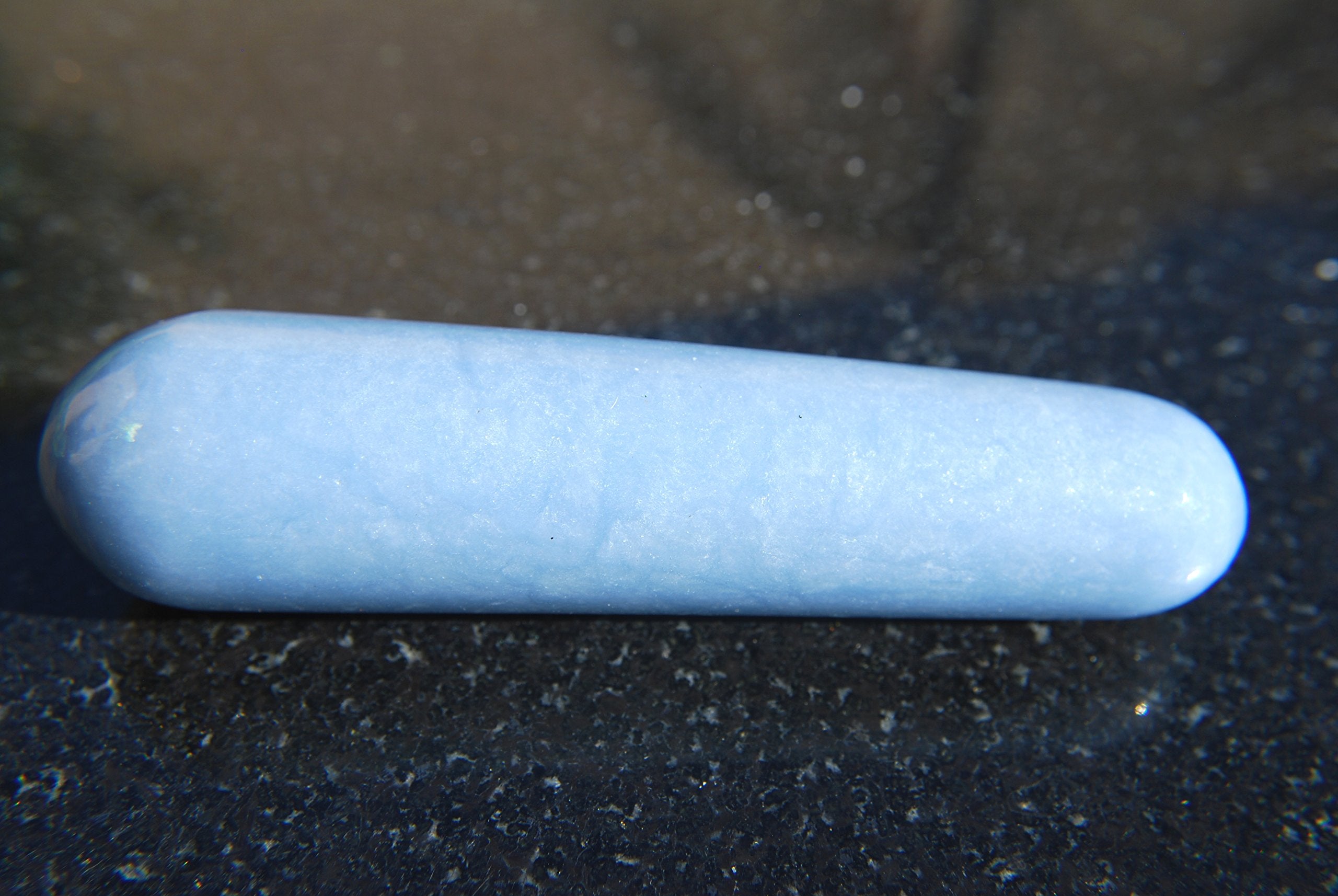 Charged 3.5 Angelite Crystal Massage Wand + Selenite Charging Heart Included (Healing Energy/Peaceful Calming Powerful)