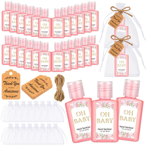 Frienda 24 Sets Baby Shower Hand Sanitizer Gift Set Travel Size Hand Sanitizers Gift Bulk Mini Sanitizer for Wedding Thank You G