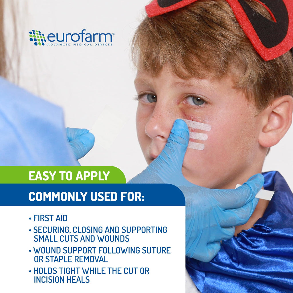 Eurosuture - 1/5 x 1 1/2 in - Skin Closure, Sterile Suture Strips, Dynamic Adherence and Superior Security - 2 Envelopes of 6 St