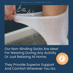 Special Essentials 12 Pairs Cotton Diabetic Socks for Men & Women - Non-Binding Extra Wide Top Neuropathy Socks - Crew Socks Kha