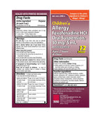 TARO Childrens 12HR Allergy Relief Non-drowsy Antihistamine Liquid, Berry Flavor, Alcohol-Free, Dye-Free & Sugar Free, Fexofena
