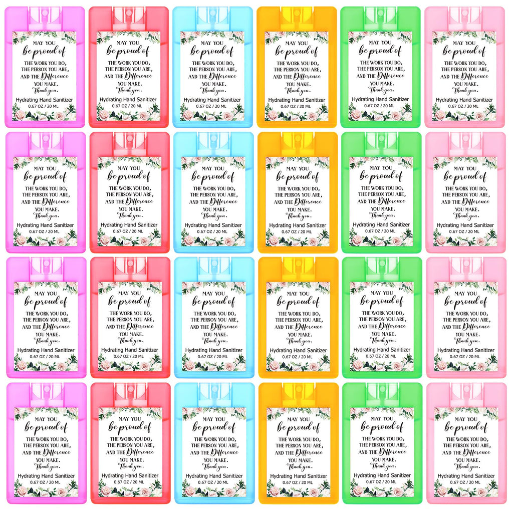 Dansib 24 Pcs Thank You Hand Sanitizer Spray Mini Travel Size Hydrating Hand Sanitizer Mist Appreciation Gift for Coworker Emplo