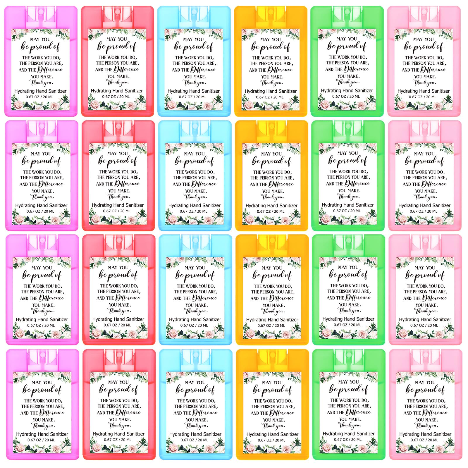 Dansib 24 Pcs Thank You Hand Sanitizer Spray Mini Travel Size Hydrating Hand Sanitizer Mist Appreciation Gift for Coworker Emplo