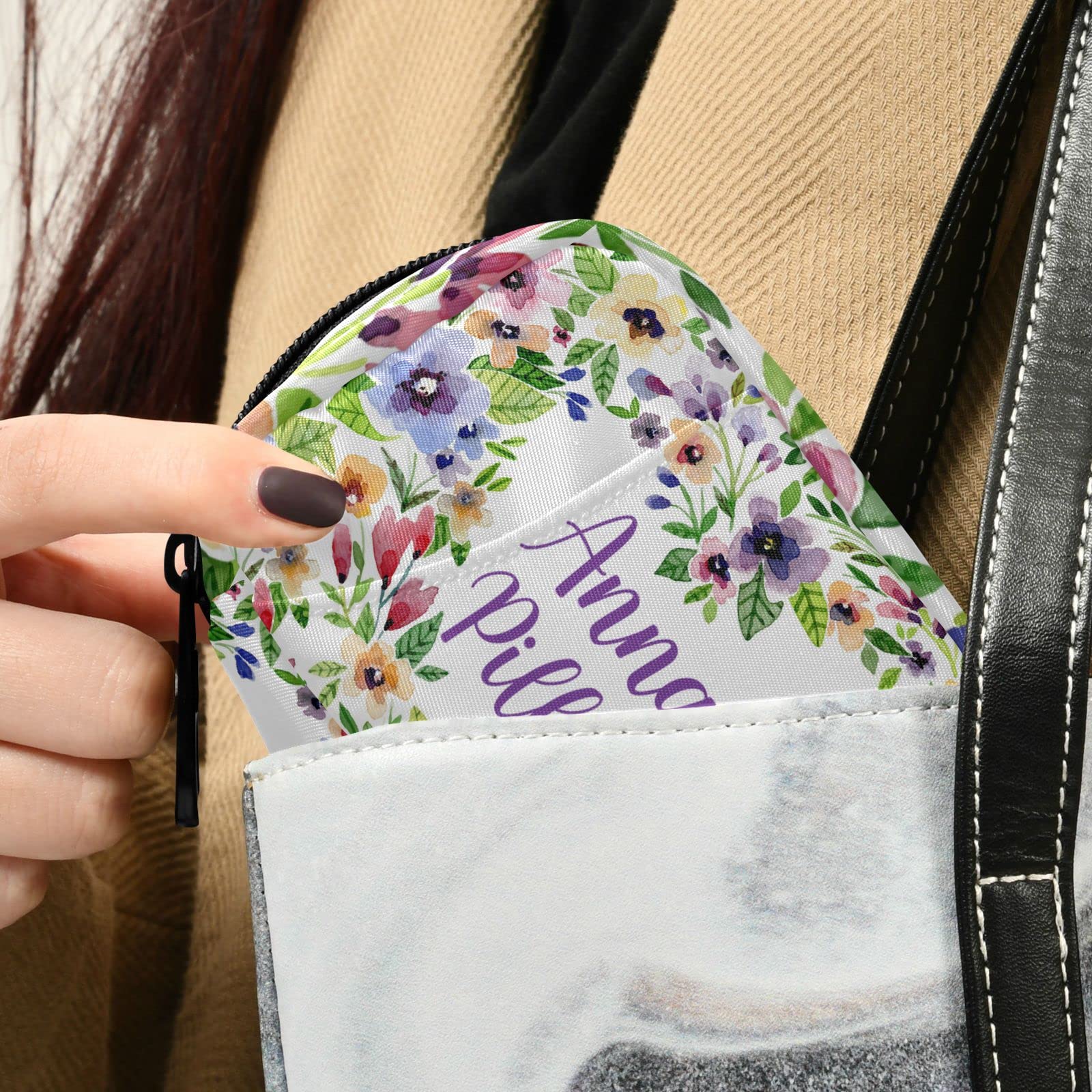 Custom Pill Box 7 Day Pill Case Bag Watercolor Spring Flowers Personalized Name Travel Pill Organizer Bag with Zipper Portable W