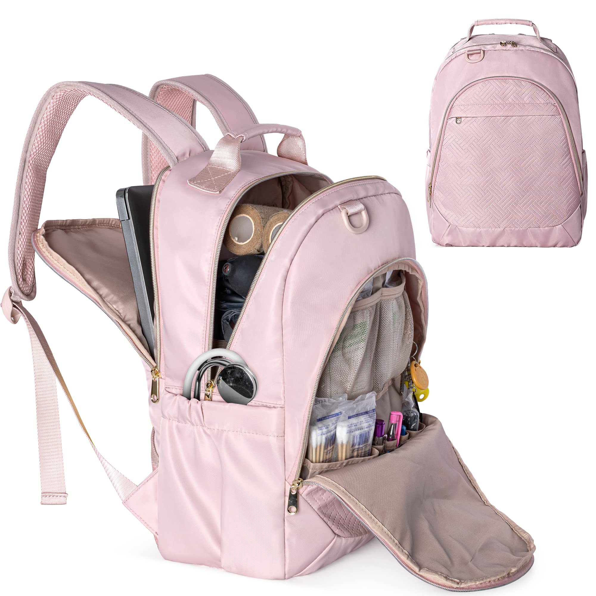 Fasrom Nurse Bag Backpack for Work Women with USB Charging Hole, Home Health Clinical Bag with Laptop Compartment for Nursing St