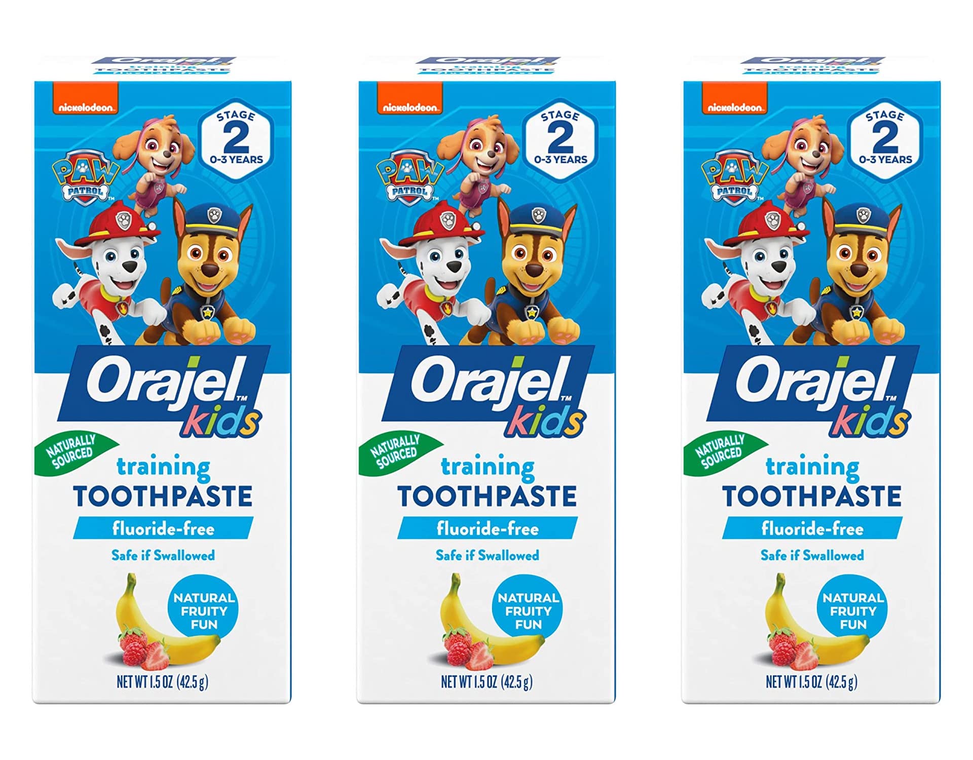 Orajel PAW Patrol Fluoride Free Toothpaste 1.5 Oz (Pack Of 3)