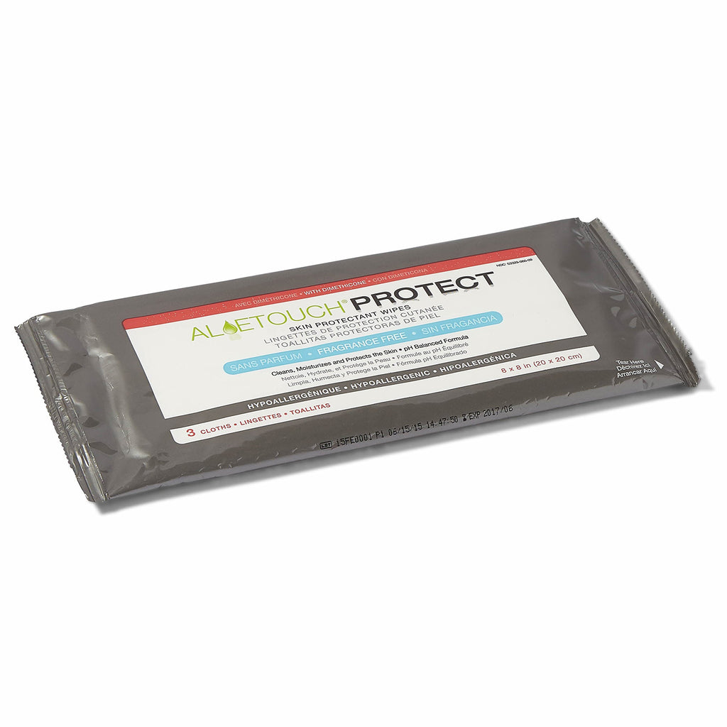 Medline Aloetouch Protect Dimethicone Skin Protectant Wipes, Hypoallergenic, Fragrance-Free, 3 Count (Pack of 72)