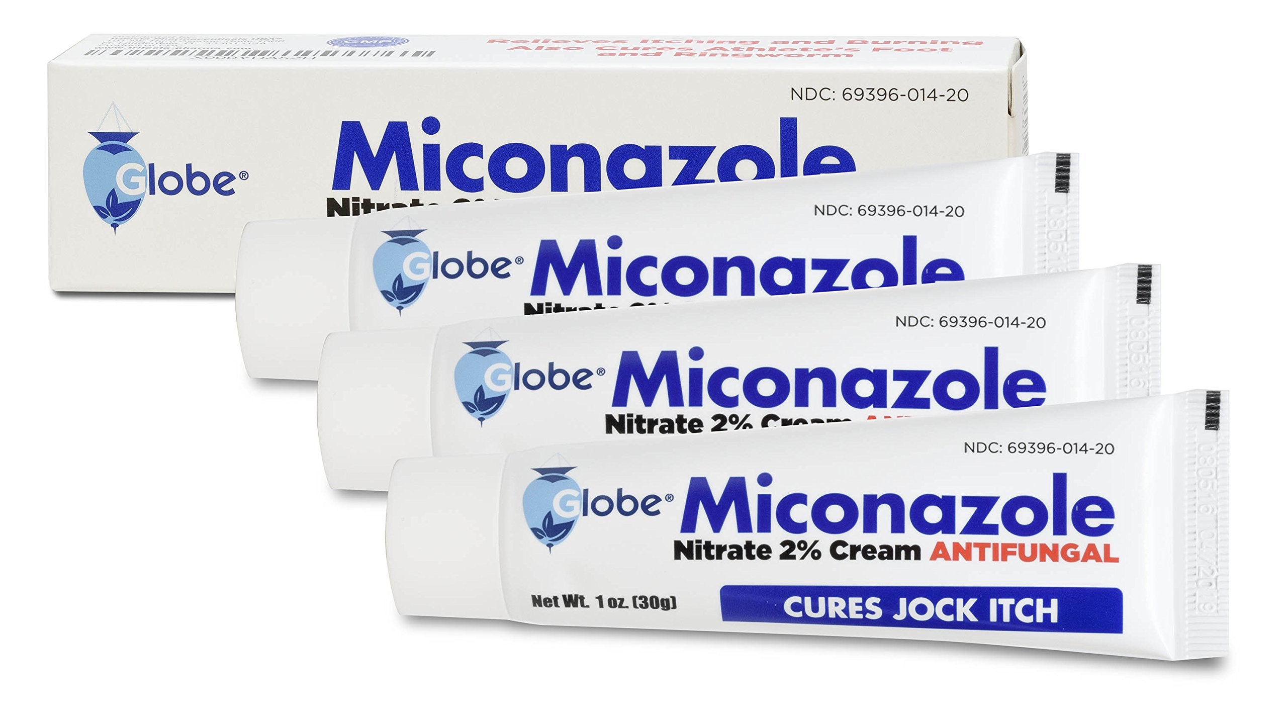 Miconazole Globe (3 Pack) Nitrate 2% Cream 1 oz, Cures Most Athletes Foot, Jock Itch, Ringworm and More.