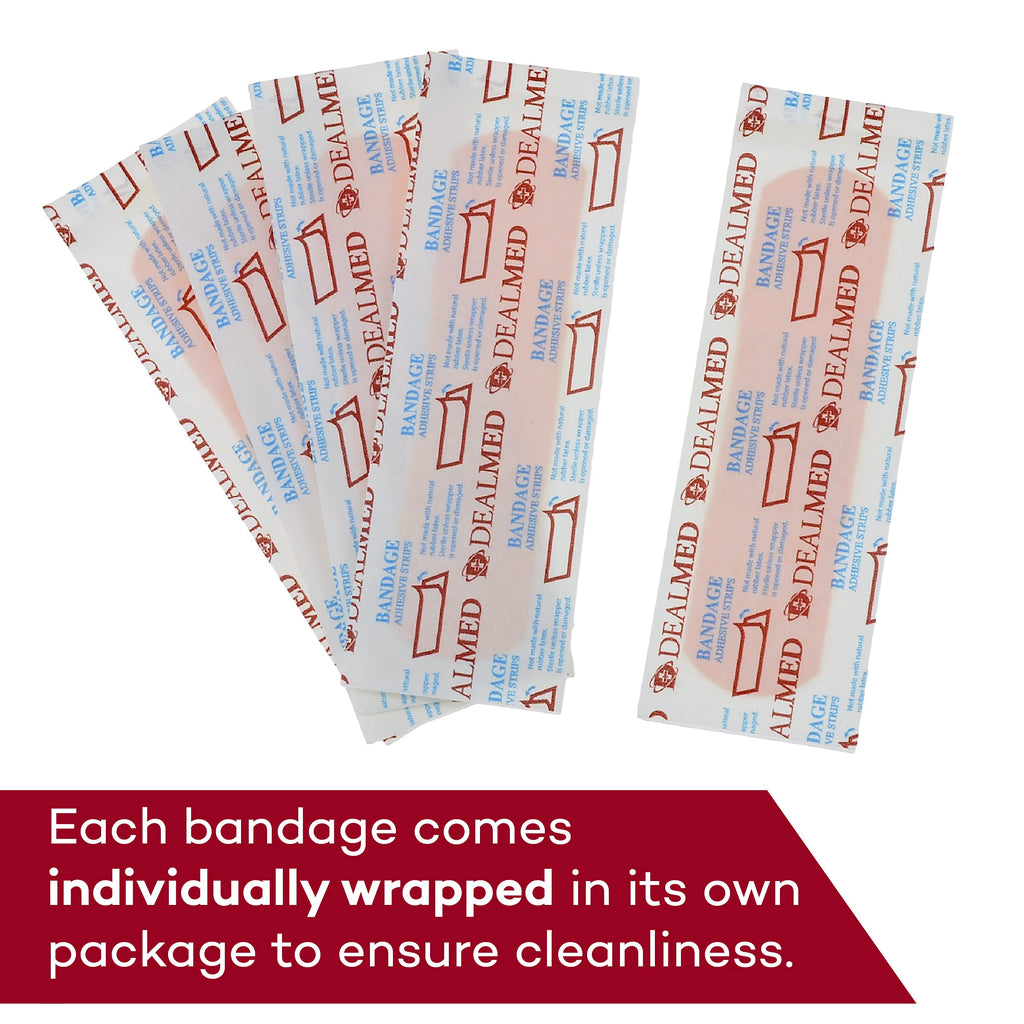 Dealmed Fabric Flexible Adhesive Bandages - 100 Count (1 Pack) Bandages with Non-Stick Pad, Latex Free, Wound Care for First Aid