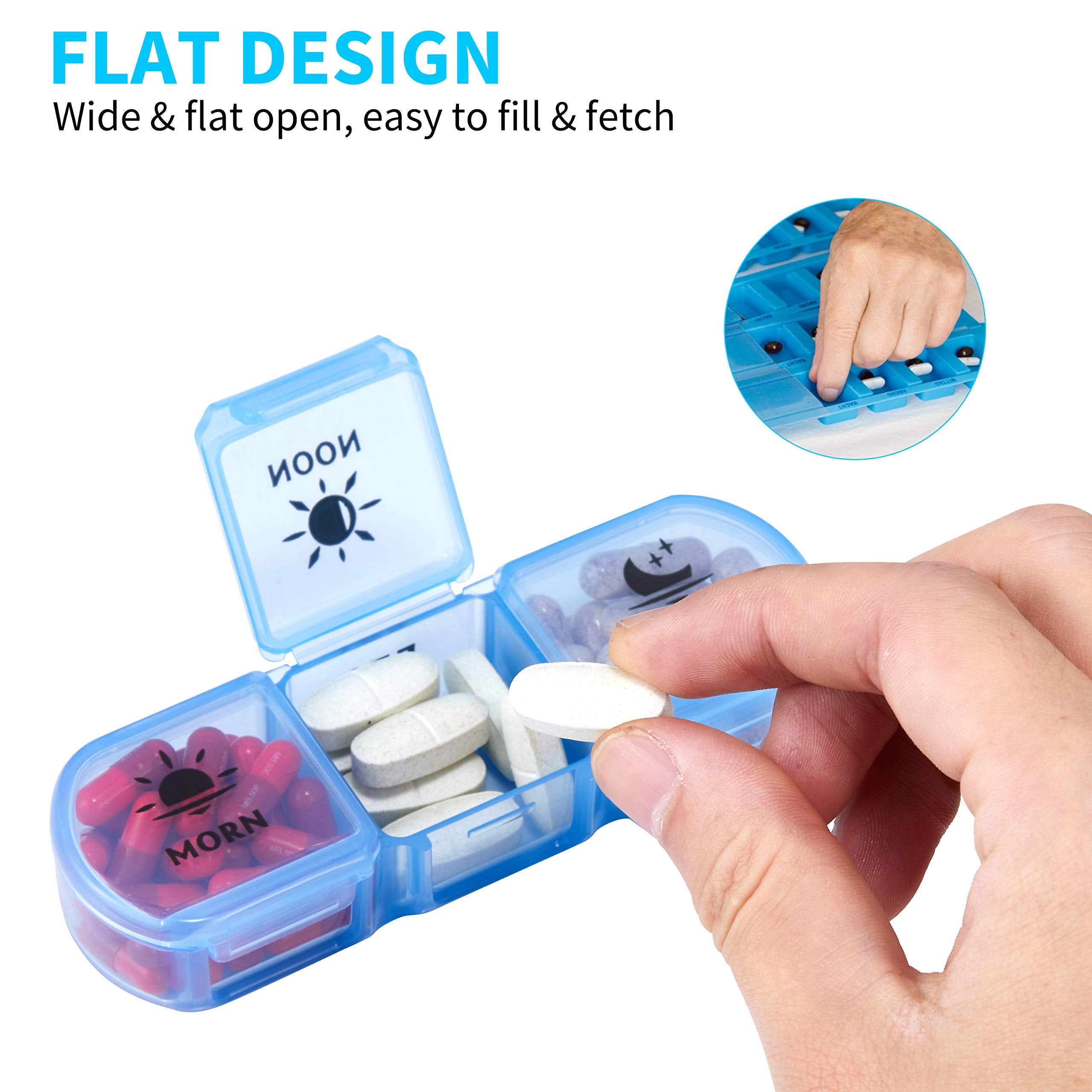 FGcase Pill Organizer 3 Times a Day with Travel Case, Large Weekly Pill Case 7 Day, Daily Pill Box with 21 Compartments, Pill Di