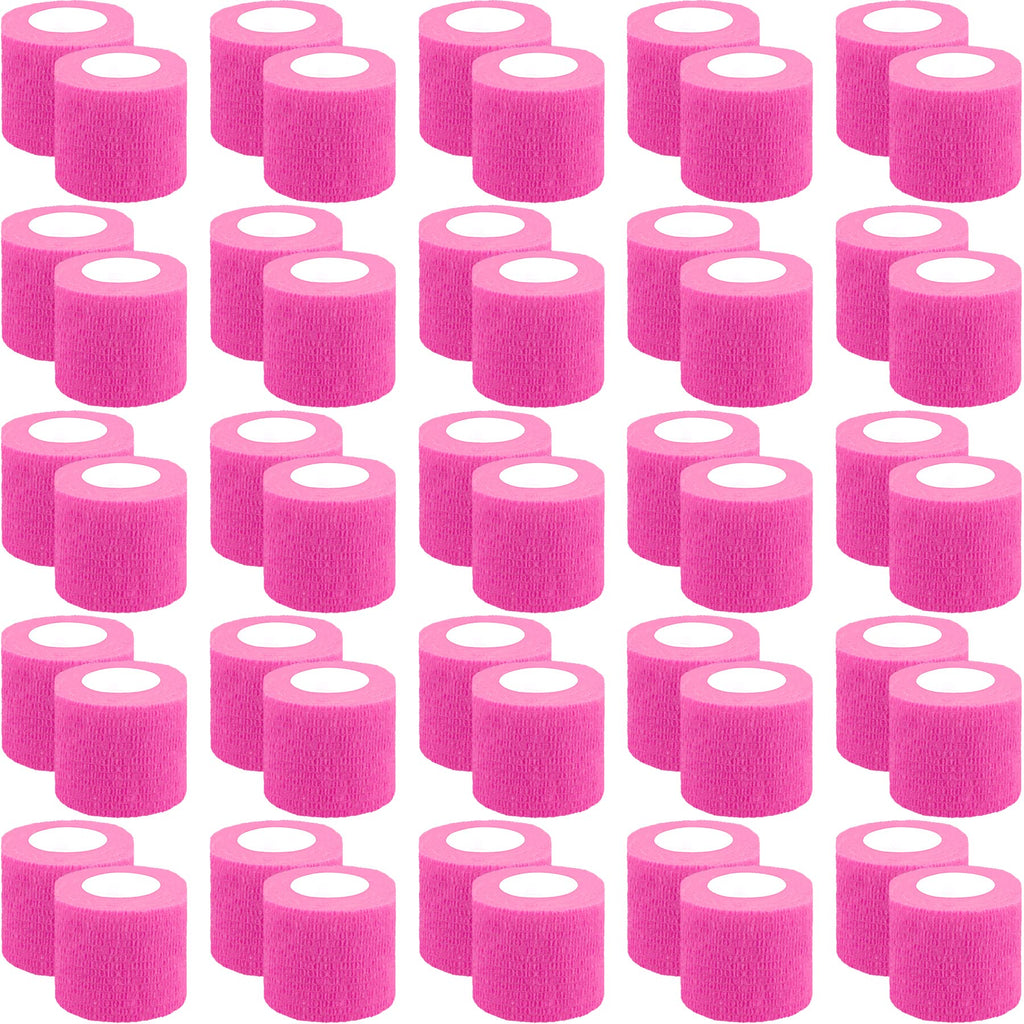 BQTQ 50 Rolls Self Adhesive Bandage Wrap 2 Inch Pink Athletic Warp Tape Self Adherent Wrap Self Sticking Bandage Wrap Roll for W
