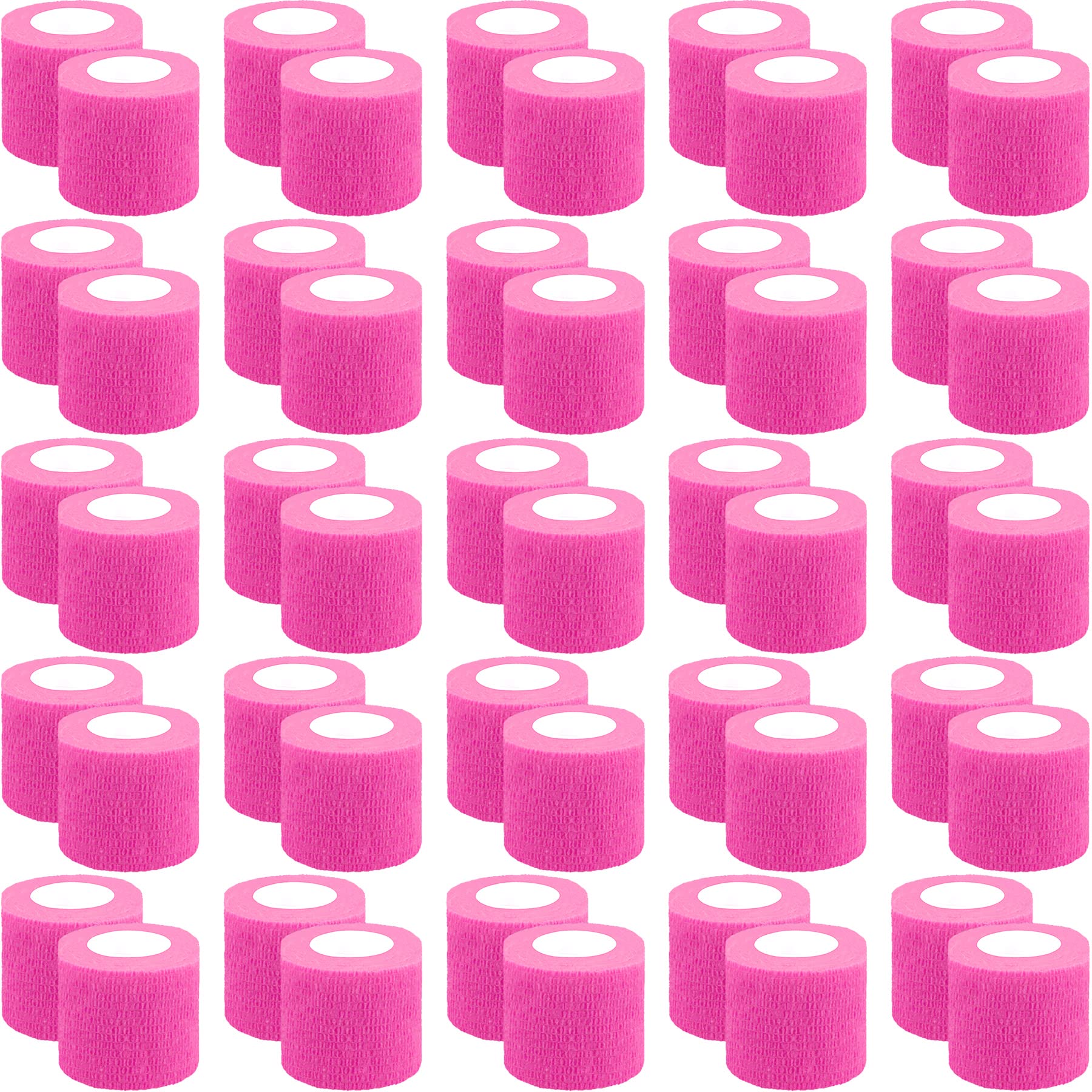 BQTQ 50 Rolls Self Adhesive Bandage Wrap 2 Inch Pink Athletic Warp Tape Self Adherent Wrap Self Sticking Bandage Wrap Roll for W